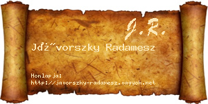 Jávorszky Radamesz névjegykártya